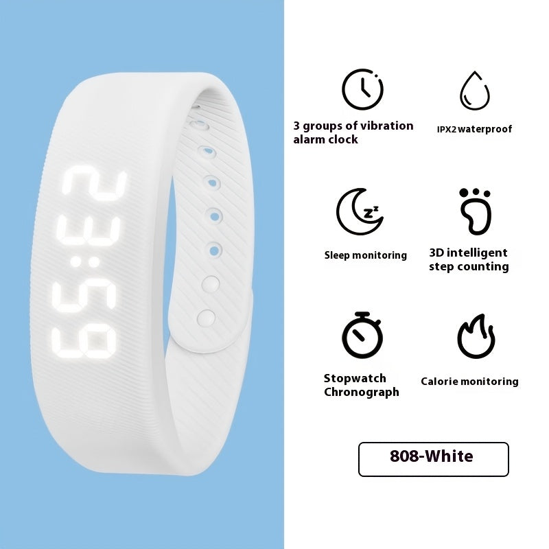 Outdoor Sport Electronic Watch USB Direct Plug-In Silicone Strap Alarm Vibration