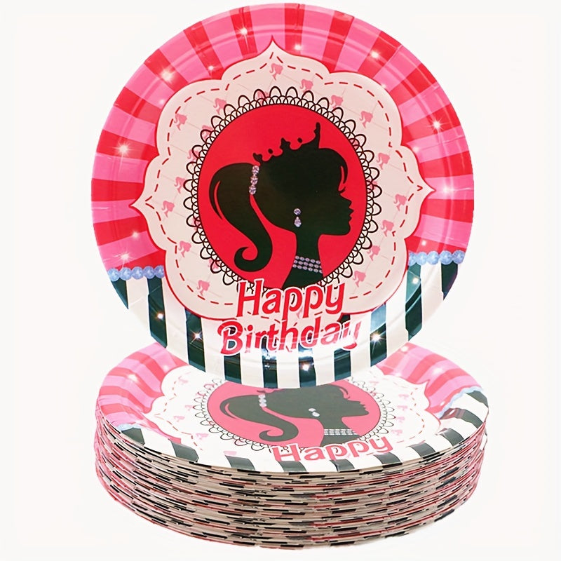 20 Pink Party Plates Princess Birthday Plate Set Cake Paper Dessert Decorations
