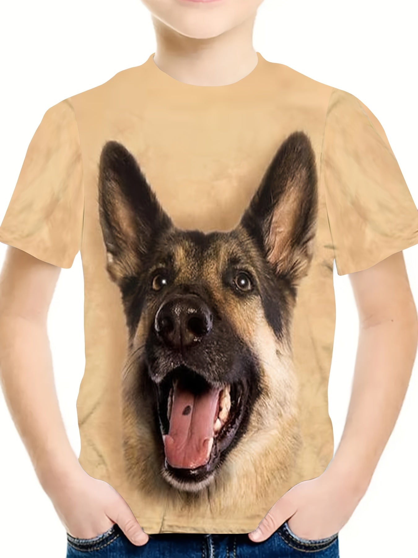 3D Puppy Graphic Crew Neck Tshirt Girls Casual Pullover Tops