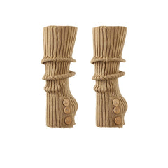 Button Decor Knit Leg Warmers Knee High Socks