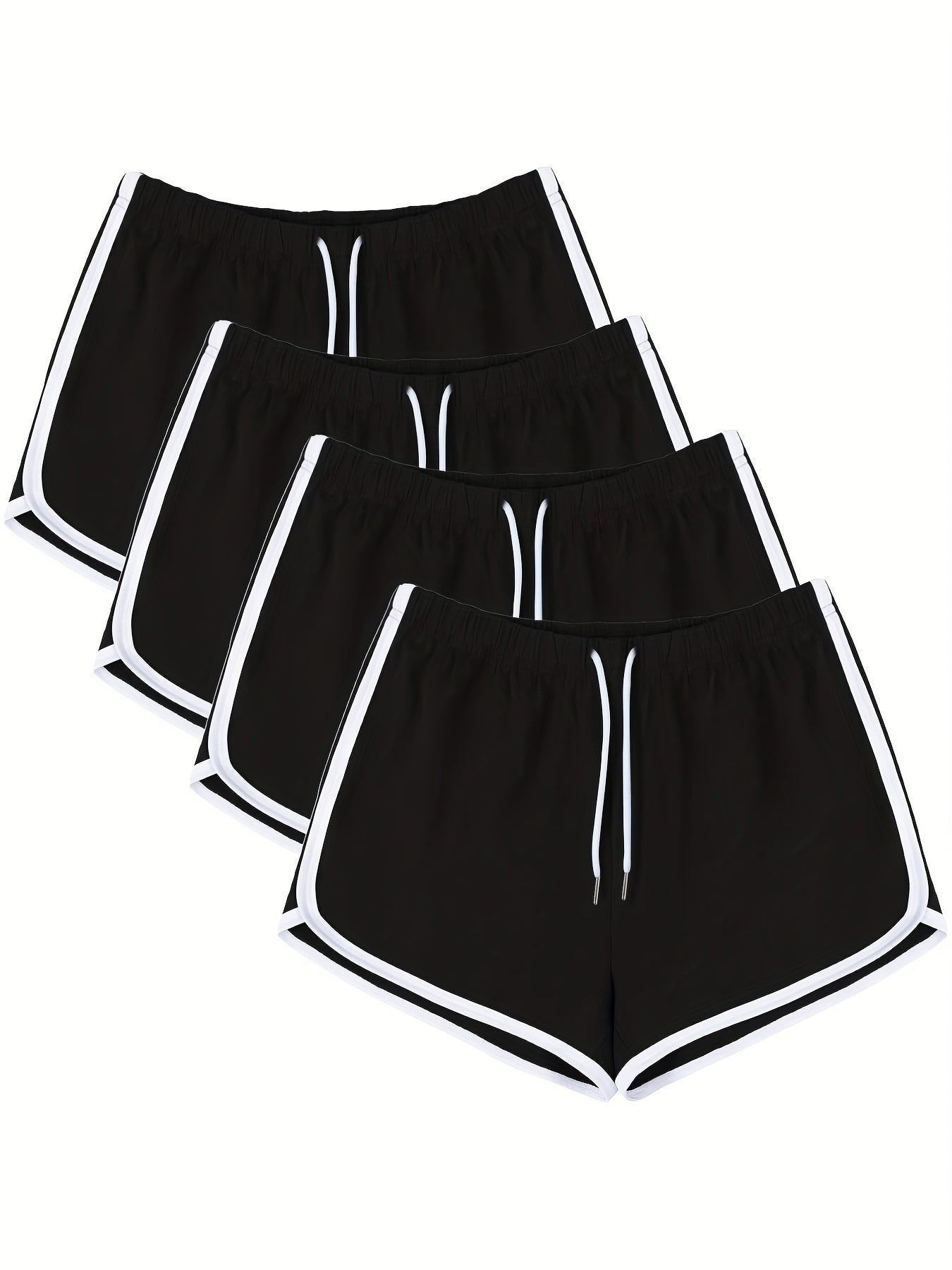 4 pack Women's Yoga Shorts with Drawstring Activewear for Running Gym