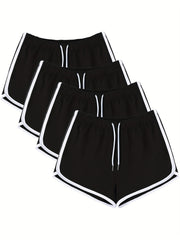 4 pack Women's Yoga Shorts with Drawstring Activewear for Running Gym