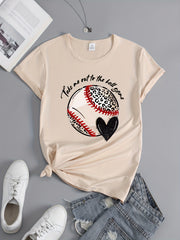 Baseball Graphic Short Sleeve Sports T shirt Round Neck