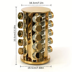 20pcs Spice & Seasoning Set Rotating Countertop Spice Rack