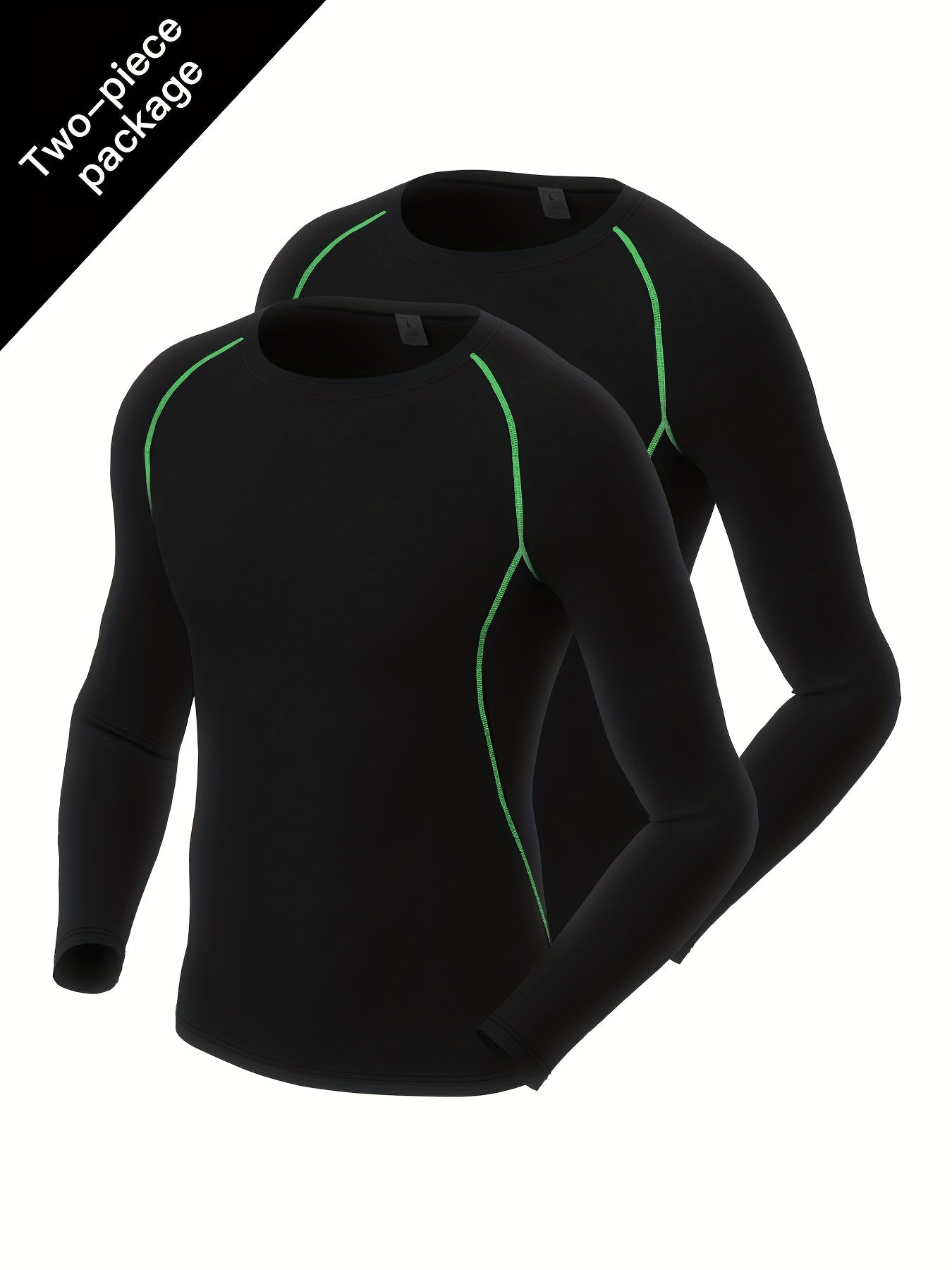 2 Pcs Men's Quick Drying Long Sleeve T-Shirts High Stretch Crew Neck