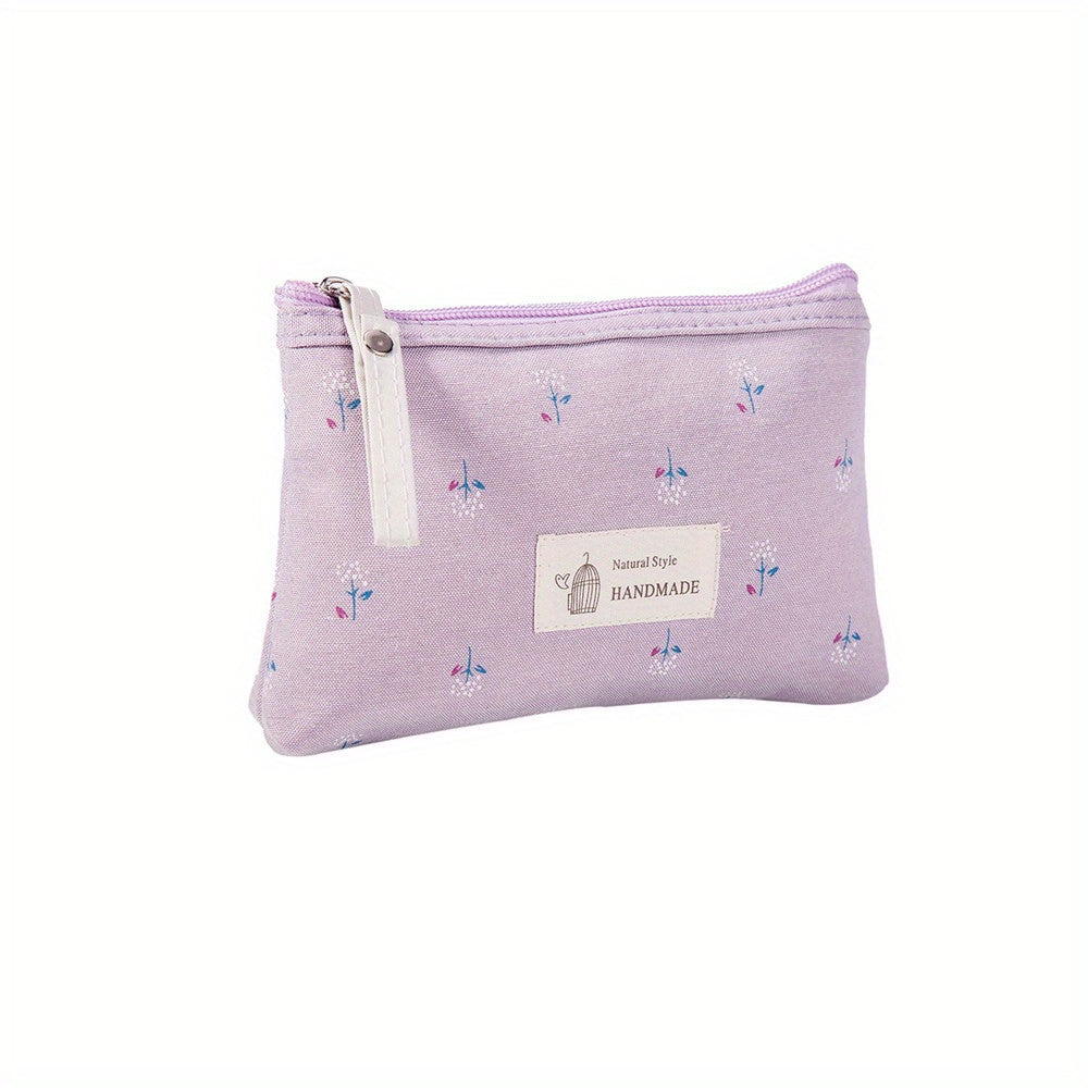 Floral Pattern Small Makeup Bag Toiletry Pouch Waterproof Cosmetic Bag