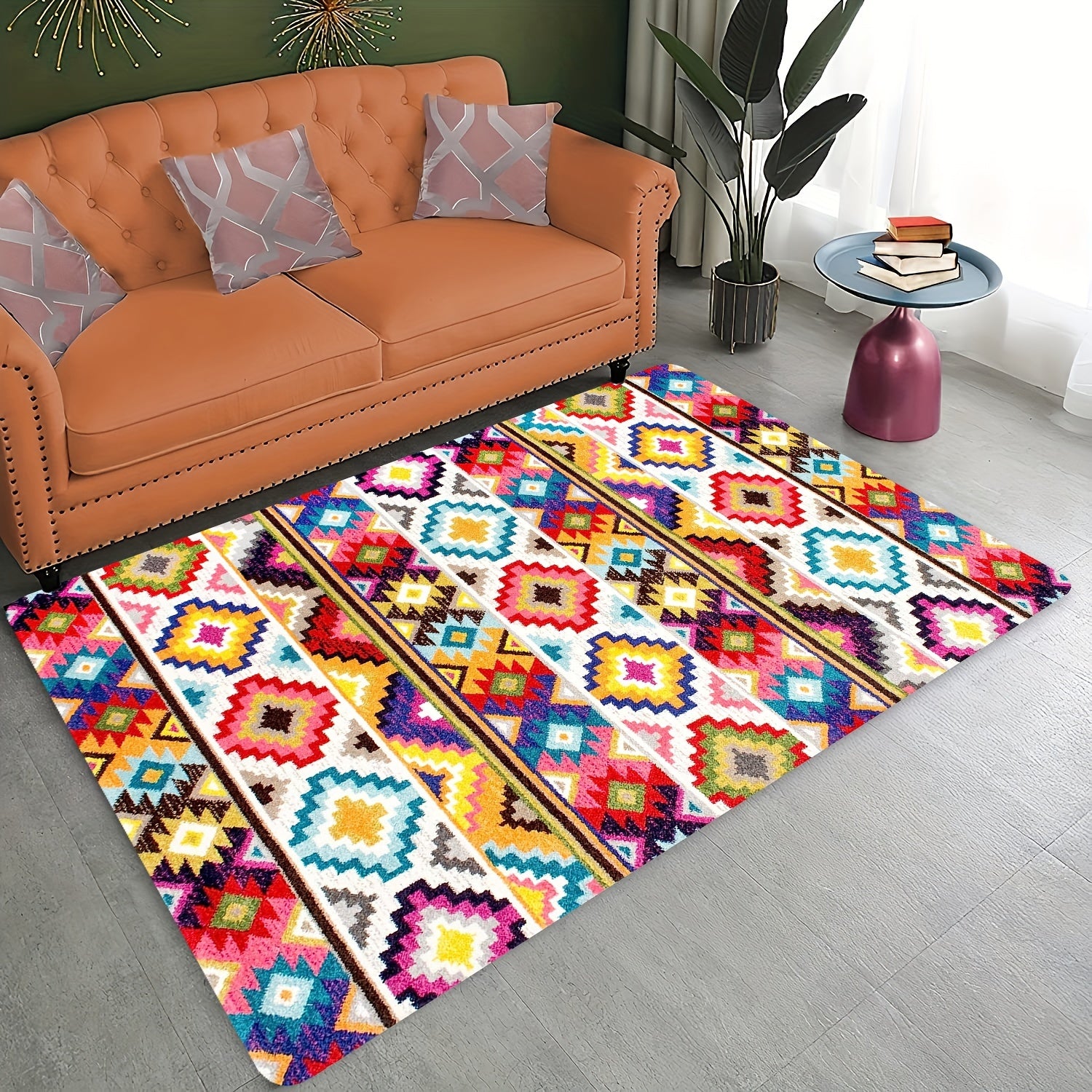 Persian Anti Fatigue Kitchen Mat Vintage Boho Anti Slip Polyester Carpet