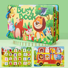 Reusable Cartoon Sticker Busy Book Animal Word Letter Recognition Toy