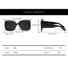 Men's Square Frame Sunglasses w/ Artificial Diamonds Anti UV400