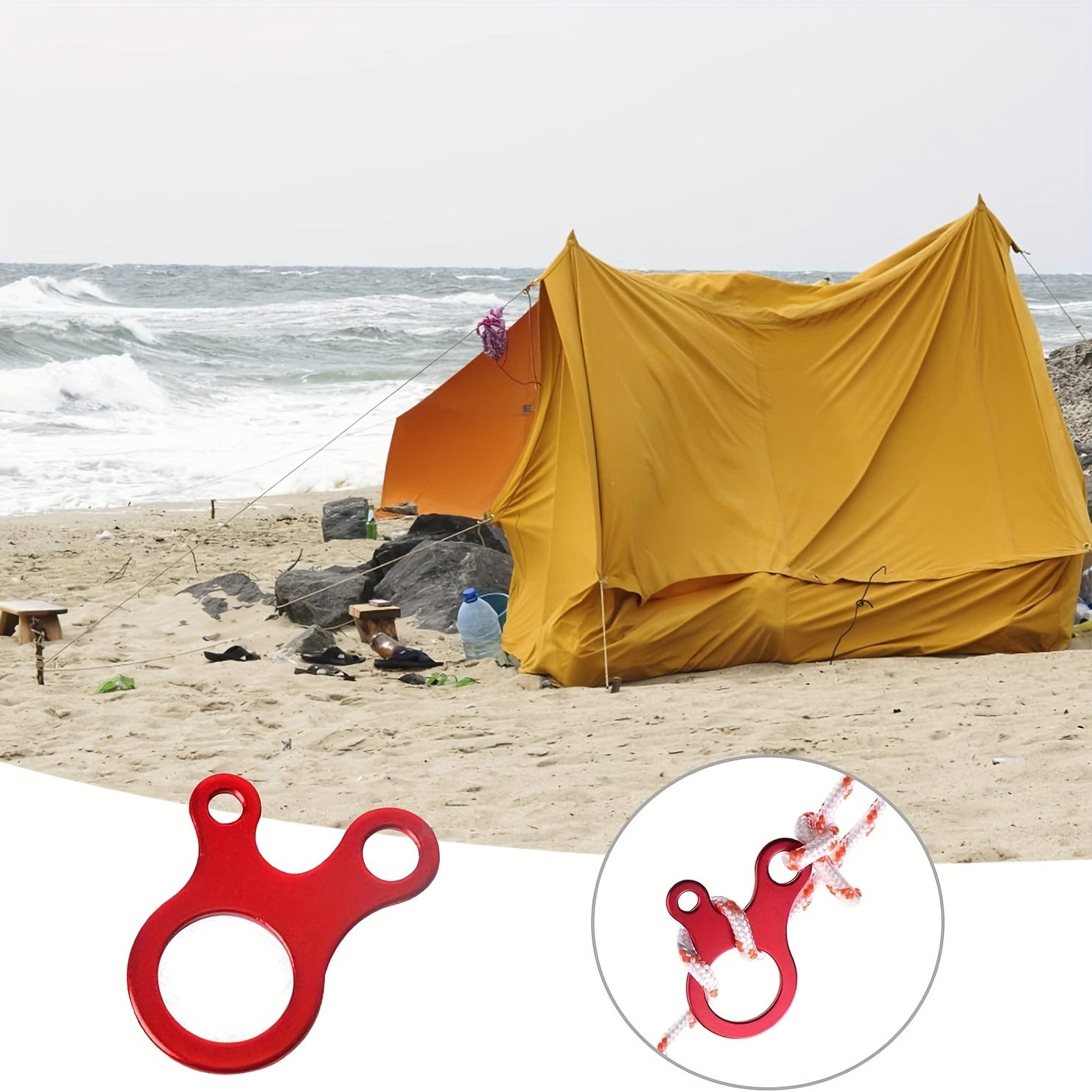 9pcs Camping Tent Wind Rope Buckle Adjustable Aluminum Cord Buckles 3 Holes