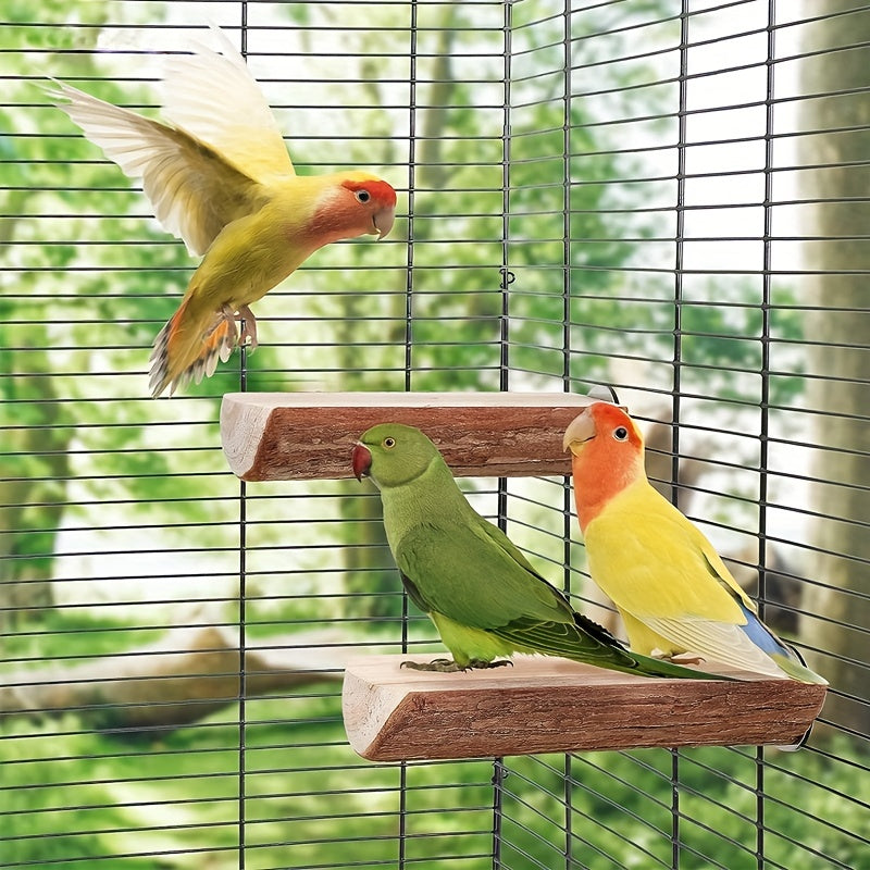 Wooden Bird Station Parrot Cage Perch Wood Platform Birds Cage Accessories