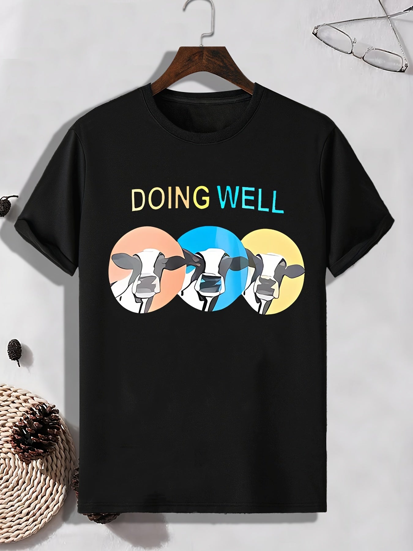 Men's Cow Print T-shirt Active Breathable Tee
