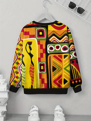 Teens Stylish Geo3D Print Sweatshirt Kids Casual Pullover