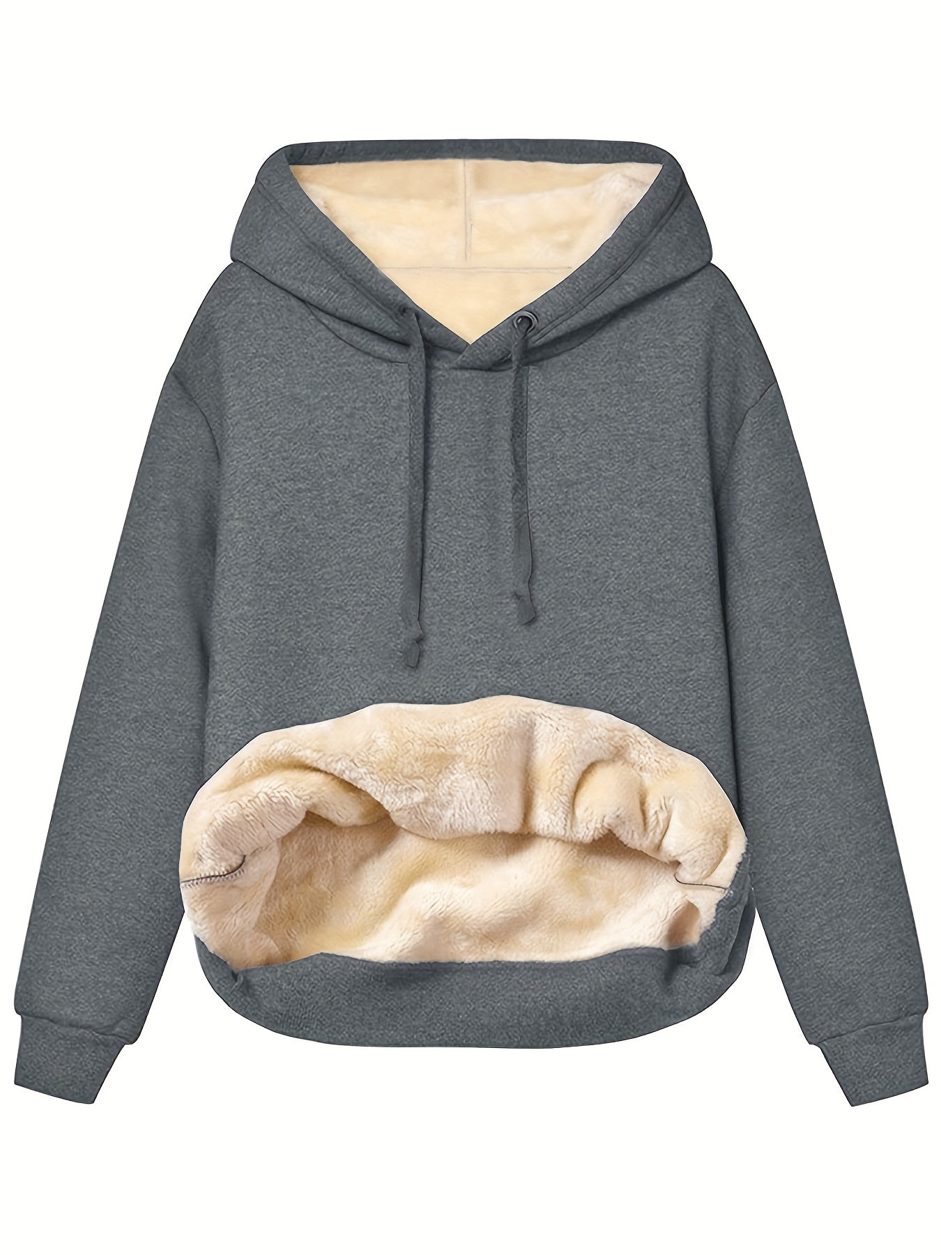 Solid Kangaroo Pocket Hoodie Long Sleeve for Fall & Winter