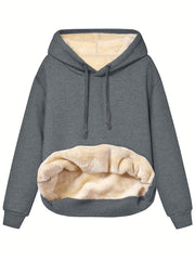 Solid Kangaroo Pocket Hoodie Long Sleeve for Fall & Winter