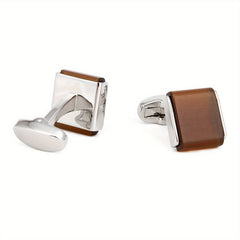 Cat Eye Stone Square Men's Dress Shirt Cufflinks