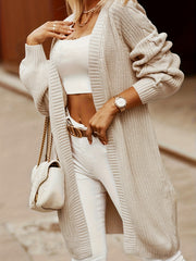 Solid Ribbed Open Front Kimono Cardigan Sweater