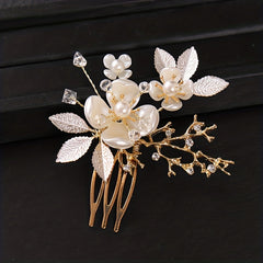 Bridal Flower Hair Comb Earrings Set Headwear Hair Comb