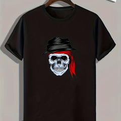 Skull Print Men's Graphic T-Shirt for Summer