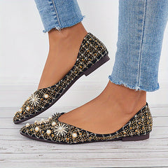 Women's Studded Ballet Flats Pointed Toe Shoes