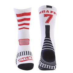 2pairs Mid-Calf Football Socks Sweat Absorbing Wear Resistant
