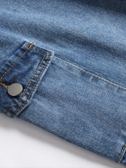 Loose Fit Straight Jeans Wide Leg Flap Pockets Non Stretch Casual Denim Pants