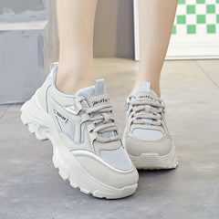 Anti Slip Thick Bottom Sporty Running Shoes Breathable Lace Up Dad Shoes