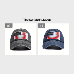 American Flag Baseball Cap Patriotic Washed Hat Vintage Design