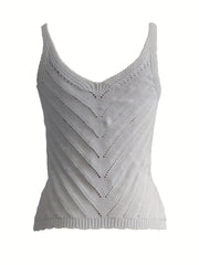 Eyelet Spaghetti Strap Top V-neck Cami for Summer