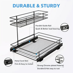 2 Tier L Shape Sliding Wire Drawer Under Sink Organizer