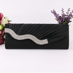 Ruched Rhinestone Evening Bag Clutch Banquet Wedding Dinner Bag