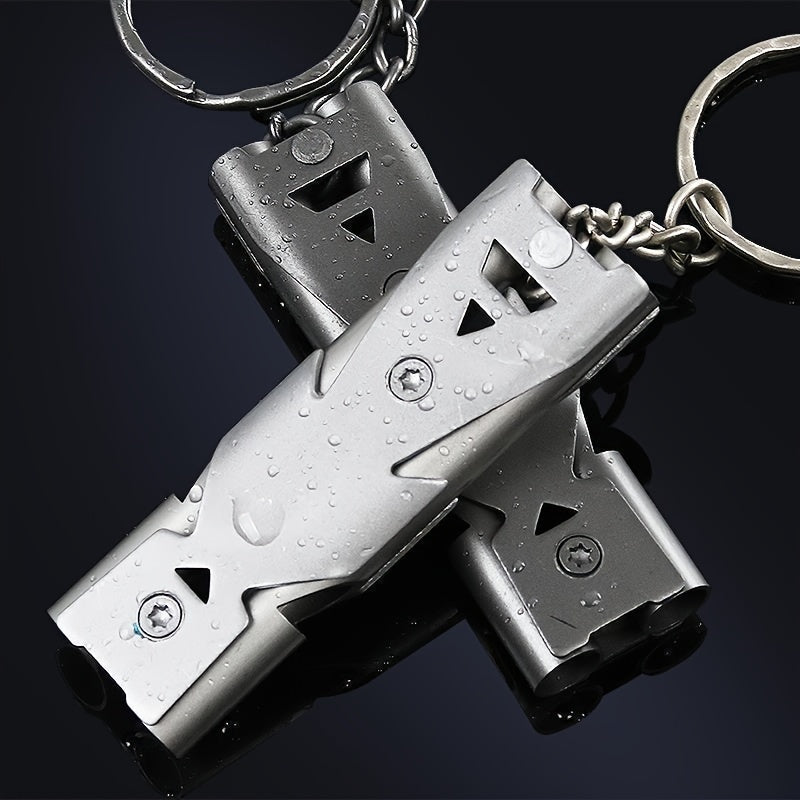 Dual Tube Survival Whistle Portable Safety Whistle SOS Keychain
