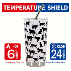 20oz Stainless Steel Insulated Cup Tumbler Animal Pattern with Straw