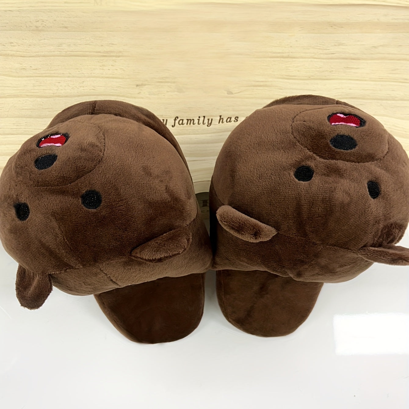 Women's Embroidered Animal Slippers Non-slip Fluffy Slides