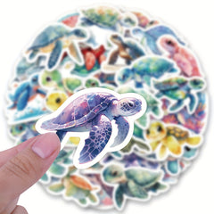 Sea Turtle Stickers 50pcs Colorful Ocean Animals Turtles Summer Sticker Pack