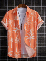 Hawaiian Coconut Pattern Men's Short Sleeve Shirt