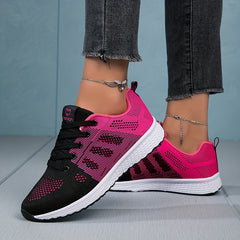 Women's Running Shoes Flying Woven Lace Up Sneakers