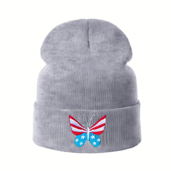 Butterfly Embroidery Knit Hat Skull Cap Warm Knitted Beanies