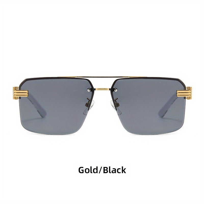 Men's Half Frame Sunglasses Floral Pattern Square Frame Plastic Glasses