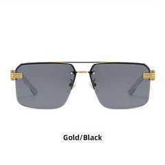 Men's Half Frame Sunglasses Floral Pattern Square Frame Plastic Glasses