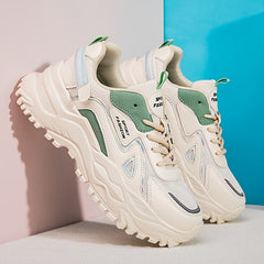 Women's Colorblock Chunky Sneakers Platform Lace Up Running Shoes