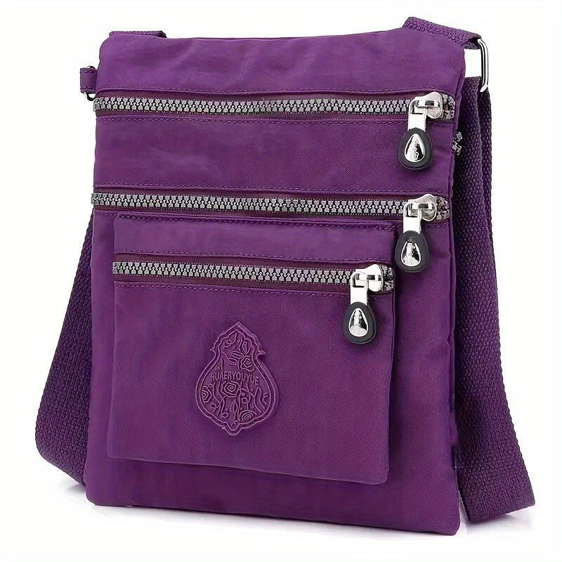 Casual Solid Crossbody Bag Zipper Pockets Bag