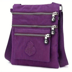 Casual Solid Crossbody Bag Zipper Pockets Bag
