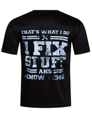 Men's Breathable Letter Print T Shirt for Running and Training