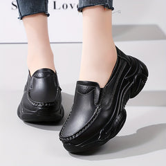 Women's Platform Sneakers Slip On Outdoor Shoes Faux Leather