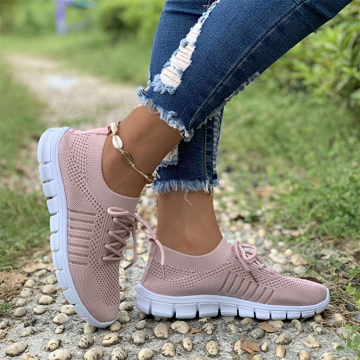 Women's Mesh Lace Up Running Shoes Lightweight Breathable Sneakers