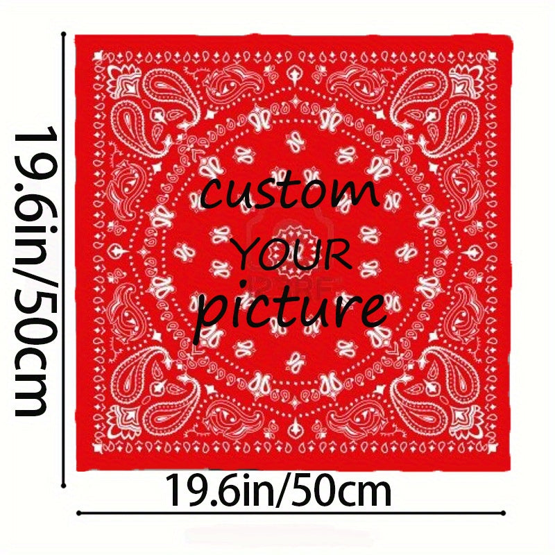 Personalized Square Scarf with Your Photo Logo, Soft Polyester Fiber