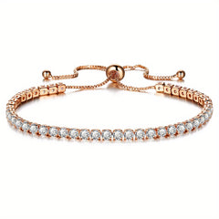 Adjustable Tennis Chain Bracelet Rhinestone Decor Hand Jewelry For Women