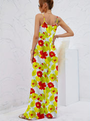 Boho Floral Wide Leg Jumpsuit with Pocket