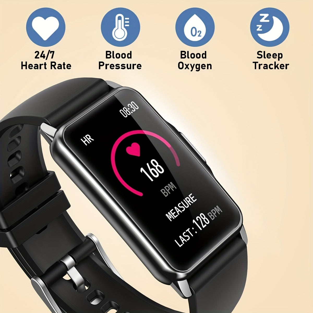 Smart Watch Fitness Tracker Heart Rate Blood Pressure IP68 Waterpro